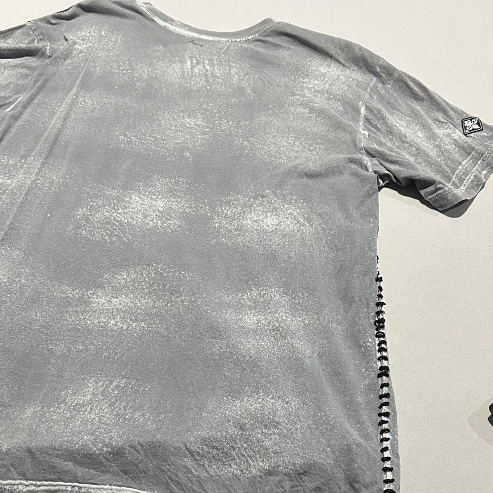 Affliction Gray T-Shirt with Patch and Stitch Detail - Picture 6 of 7